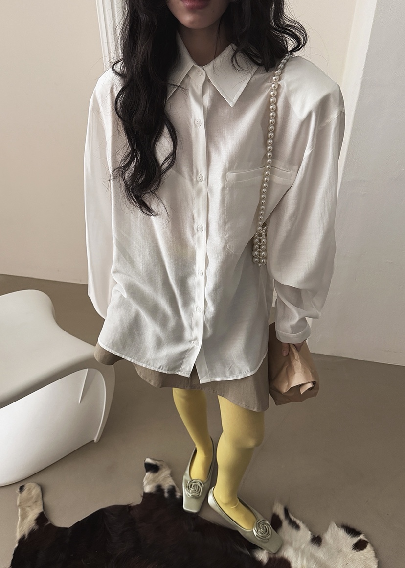 AMOOD東大門直郵女裝新款職業26春夏時尚襯衫蕾絲衫口袋天絲AMOOD襯衫/蕾絲衫