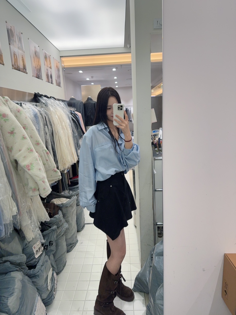 AMOOD東大門直郵女裝新款職業26春夏時尚襯衫蕾絲衫口袋天絲AMOOD襯衫/蕾絲衫