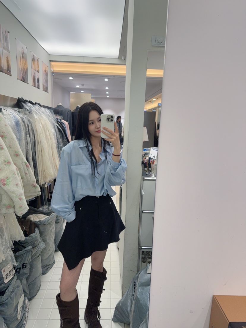 AMOOD東大門直郵女裝新款職業26春夏時尚襯衫蕾絲衫口袋天絲AMOOD襯衫/蕾絲衫