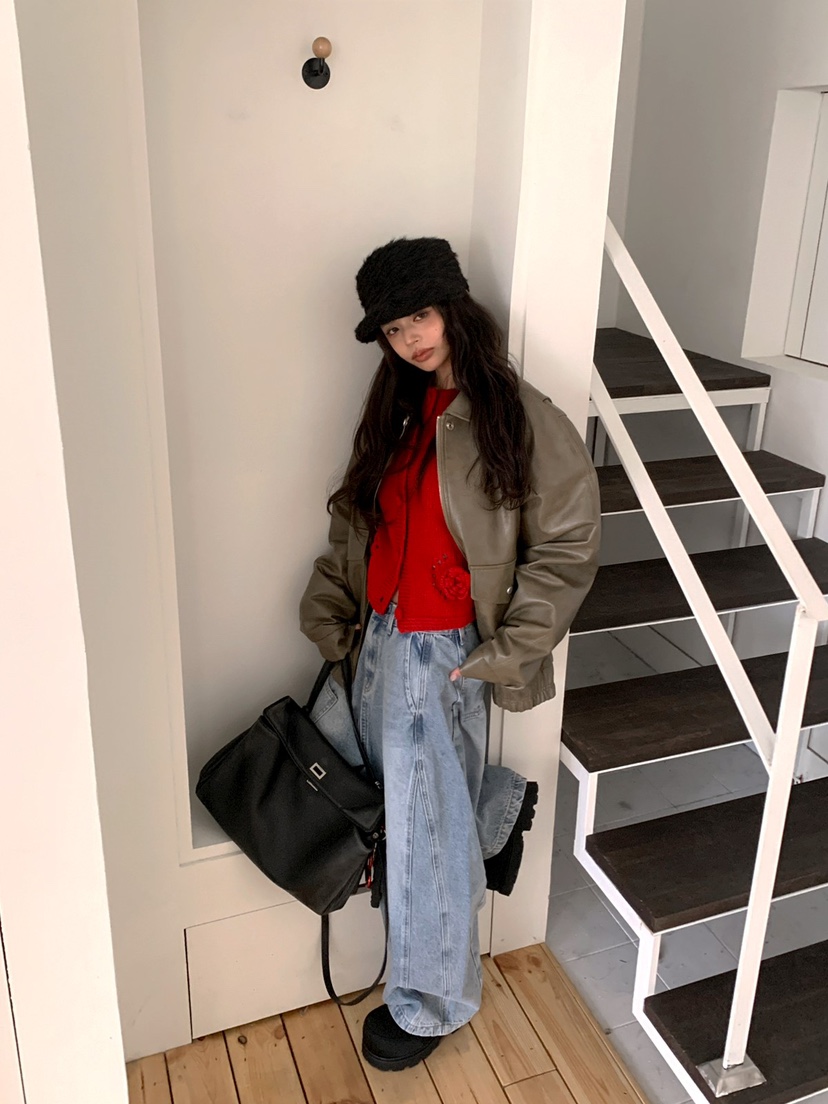 OURWAVE/OUR ROOM東大門代購女士新款休閑職業真品皮衣Our Wave/Our Room皮衣