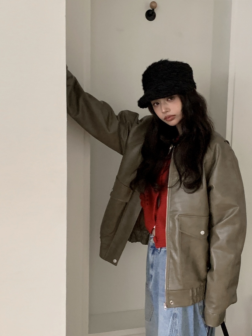 OURWAVE/OUR ROOM東大門代購女士新款休閑職業真品皮衣Our Wave/Our Room皮衣