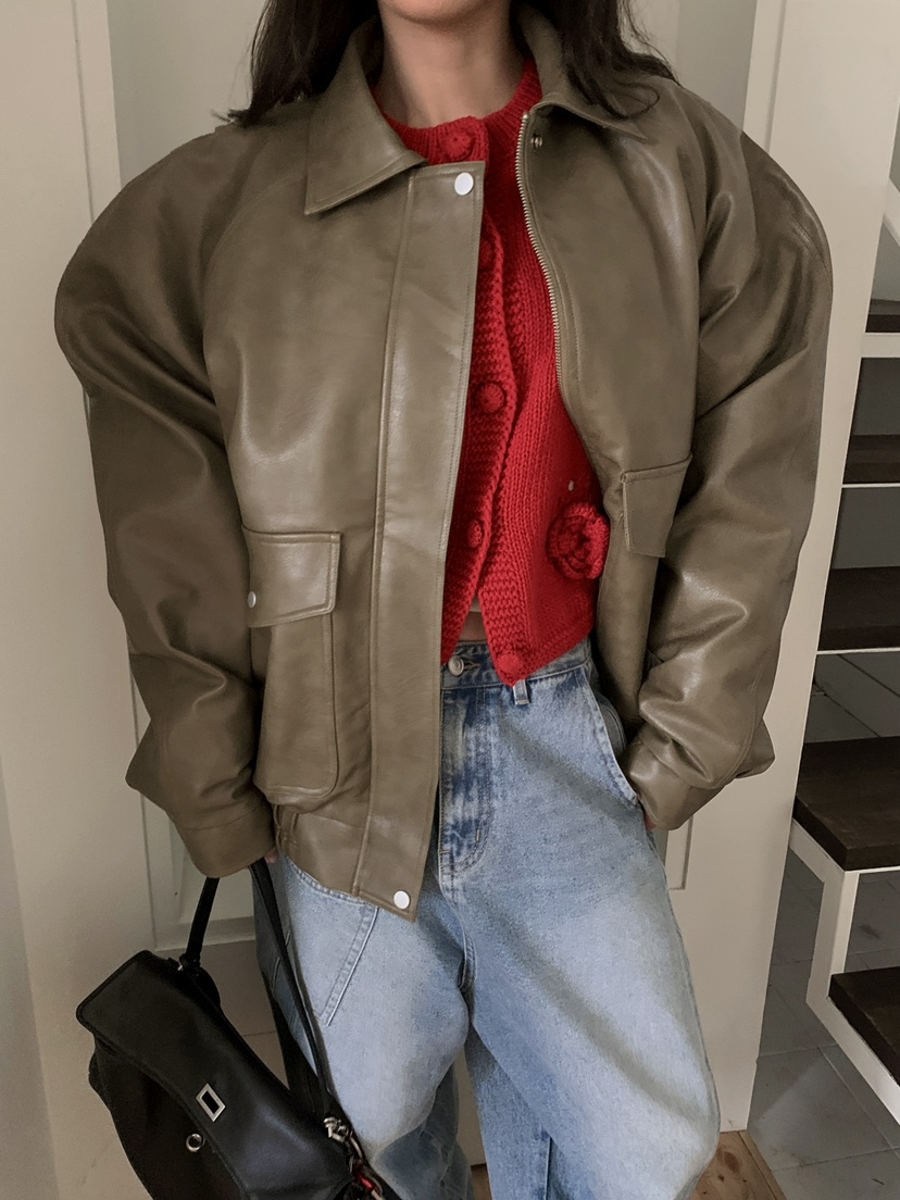 OURWAVE/OUR ROOM東大門代購女士新款休閑職業真品皮衣Our Wave/Our Room皮衣