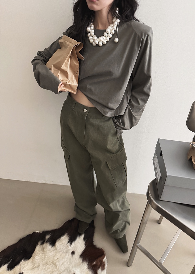 AMOOD韓國直郵女裝新品職業休閑時尚熱賣26春夏休閑褲口袋AMOOD休閑褲