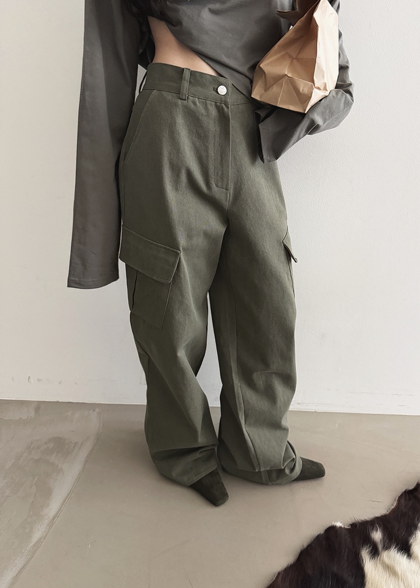 AMOOD韓國直郵女裝新品職業休閑時尚熱賣26春夏休閑褲口袋AMOOD休閑褲