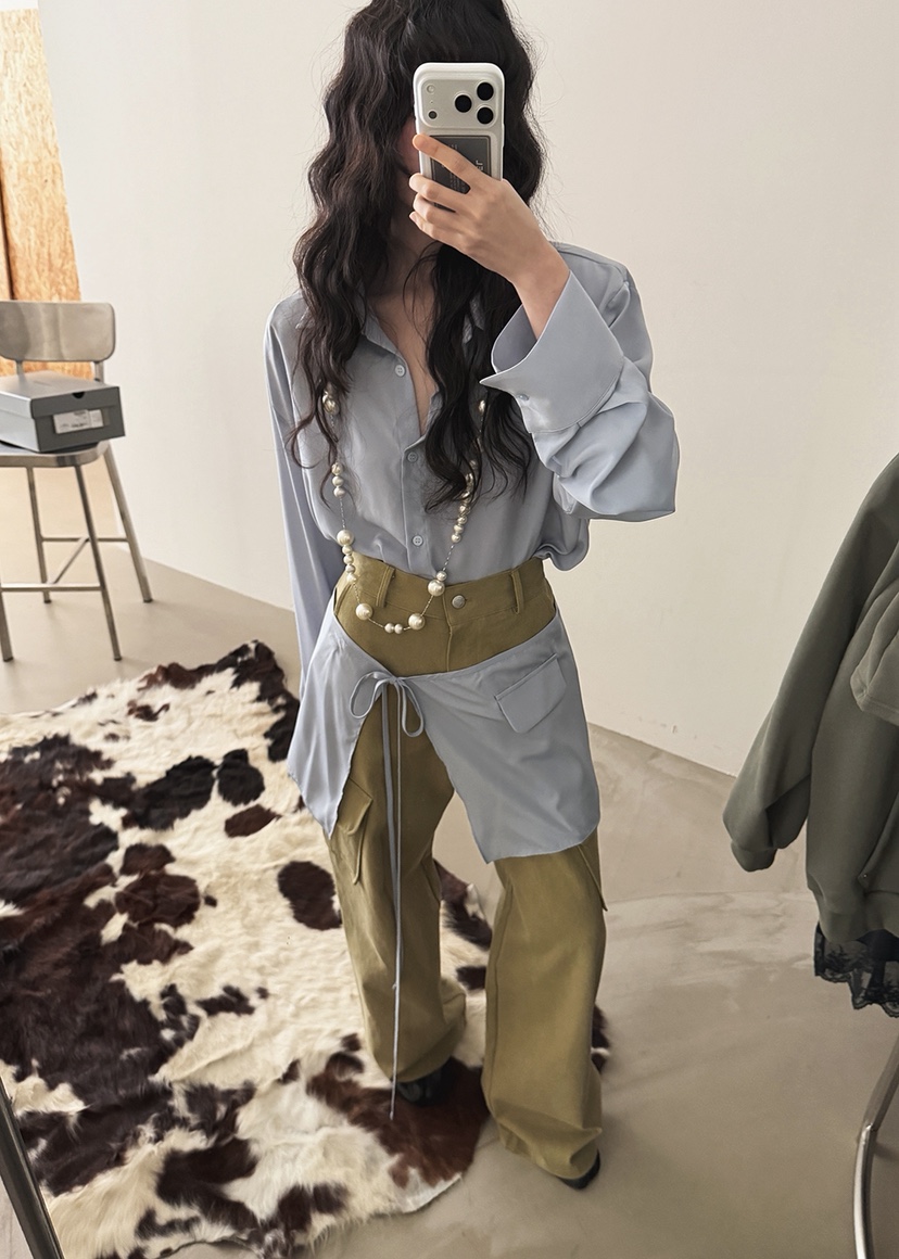 AMOOD韓國直郵女裝新品職業休閑時尚熱賣26春夏休閑褲口袋AMOOD休閑褲