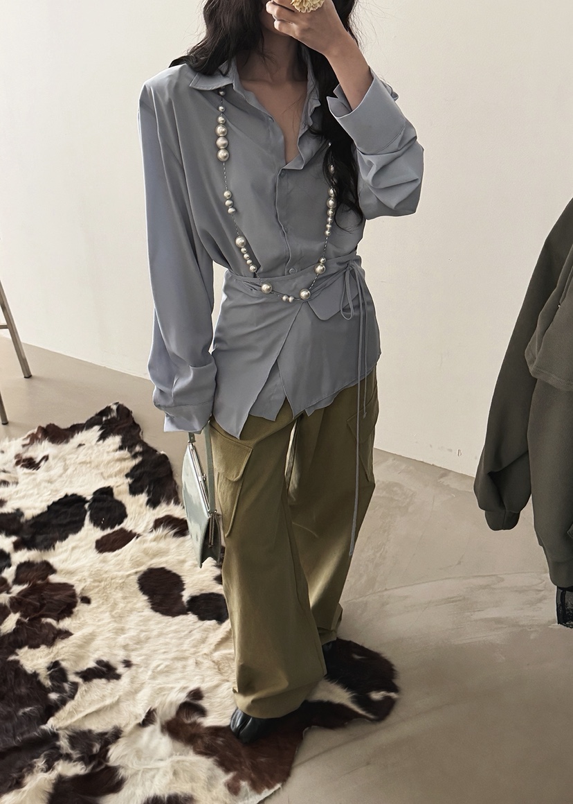 AMOOD韓國直郵女裝新品職業休閑時尚熱賣26春夏休閑褲口袋AMOOD休閑褲