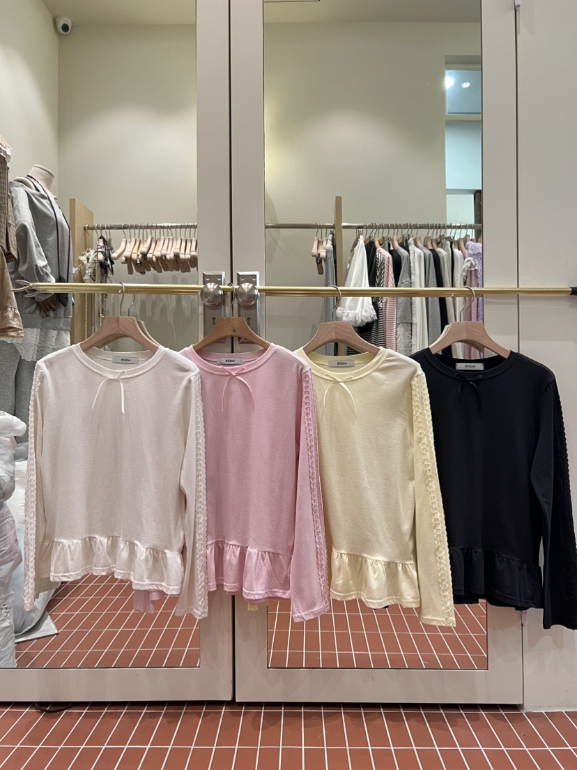 BE&amp;BE東大門直郵女裝新品26春夏休閑推薦長袖T恤蕾絲BE&be長袖T恤