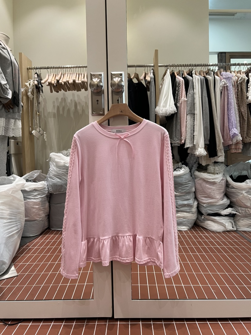 BE&amp;BE東大門直郵女裝新品26春夏休閑推薦長袖T恤蕾絲BE&be長袖T恤圖色3