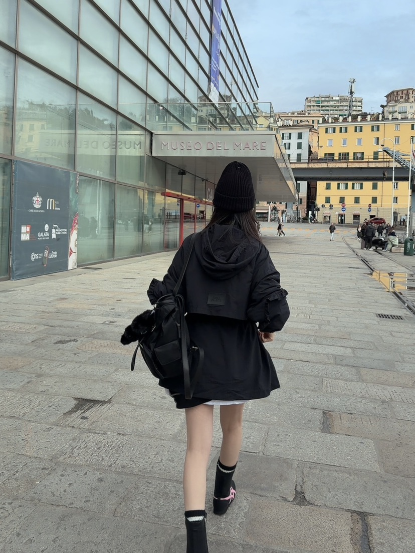 PALETTE-Q東大門直郵女裝新品推薦真品職業長款風衣荷葉邊PALETTE-Q長款風衣