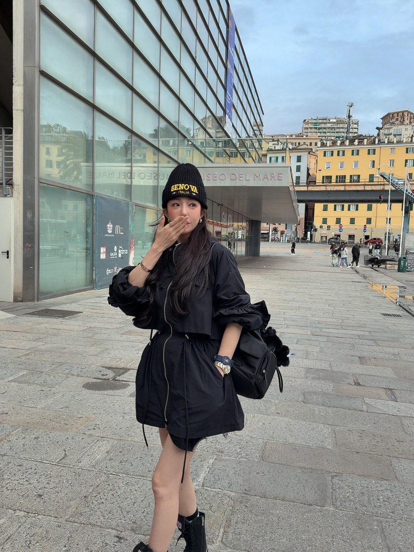 PALETTE-Q東大門直郵女裝新品推薦真品職業長款風衣荷葉邊PALETTE-Q長款風衣