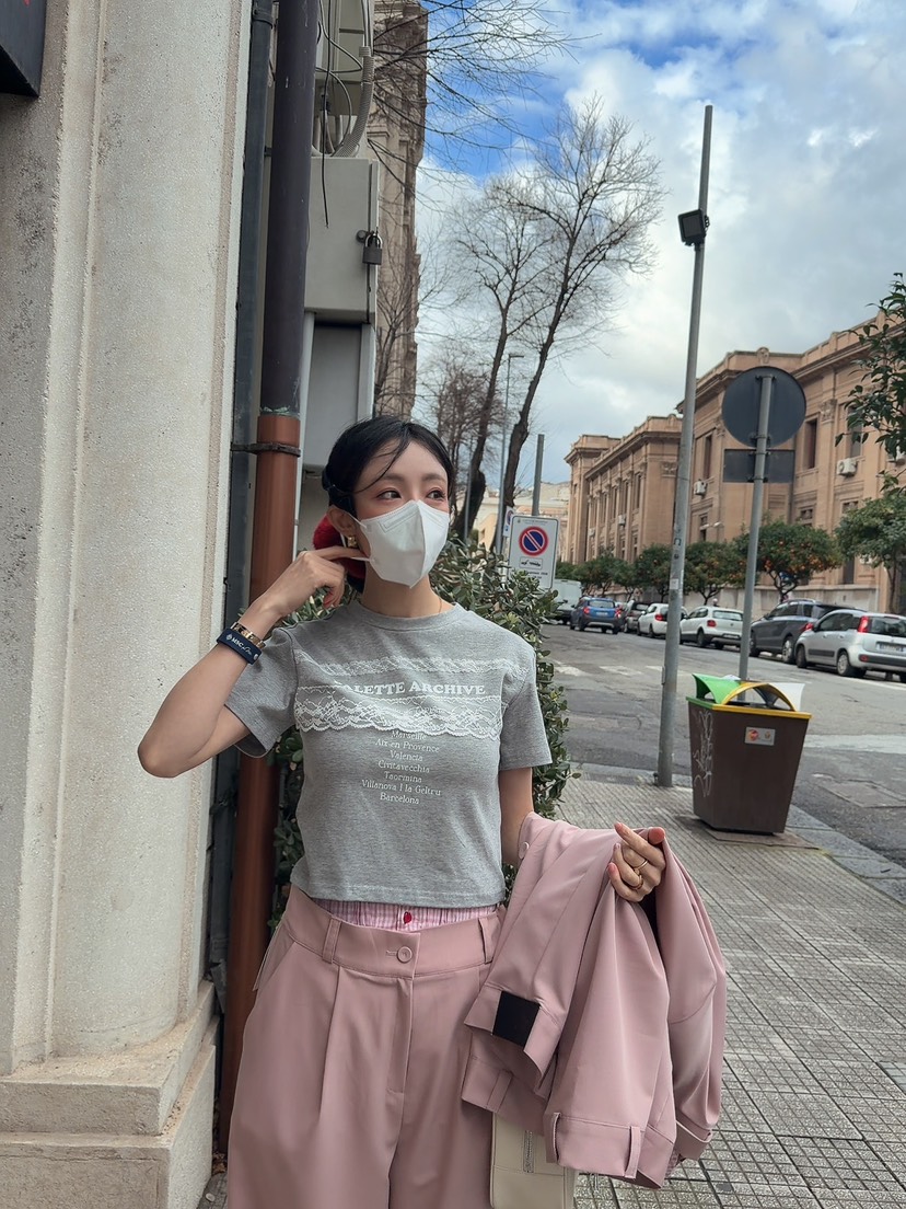 PALETTE-Q東大門實拍女士新品推薦熱賣職業26春夏T恤蕾絲PALETTE-QT恤