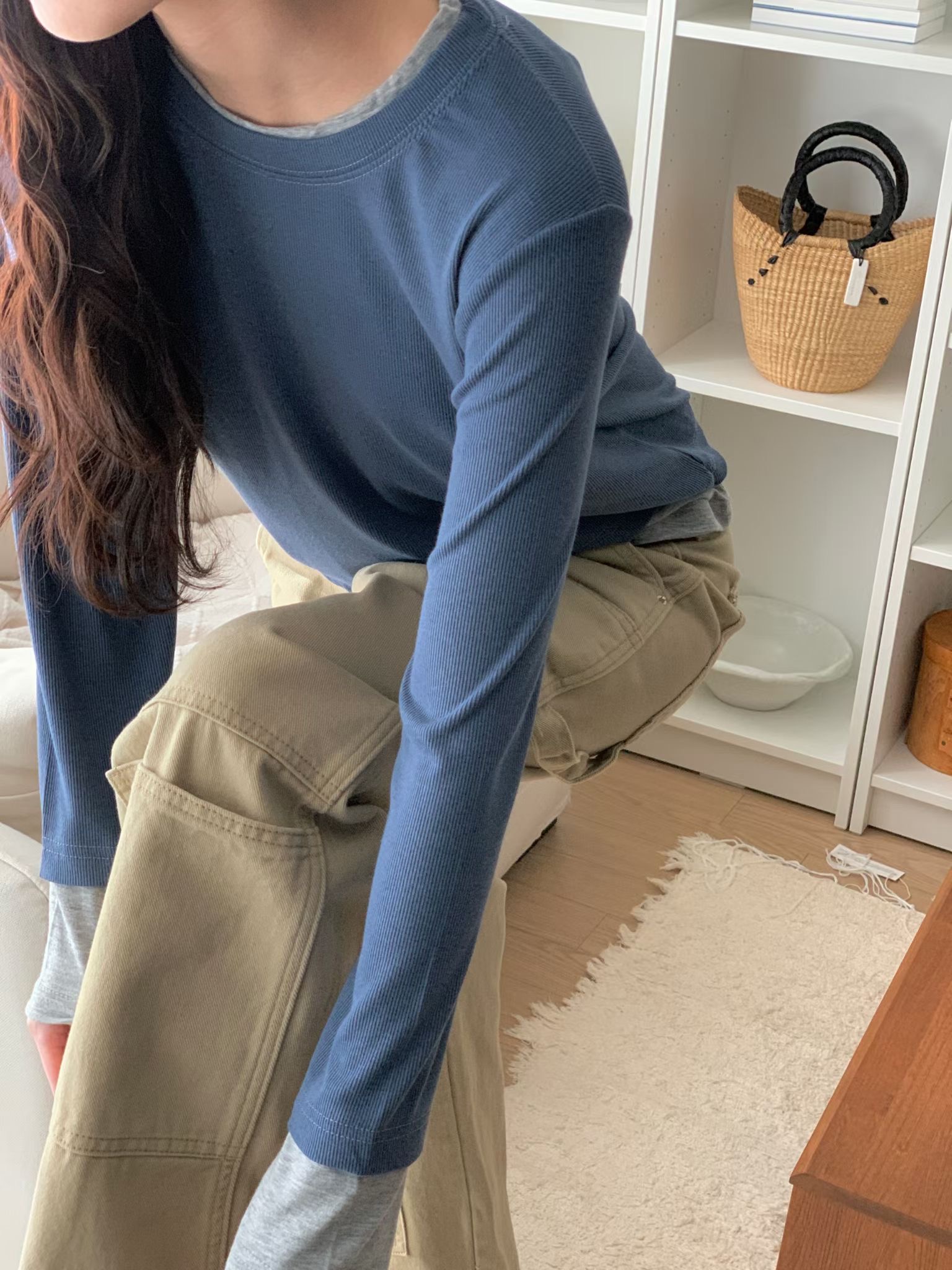 FIVE韓國代購女裝新品休閑時尚人氣推薦真品熱賣26春夏長袖T恤FIVE長袖T恤