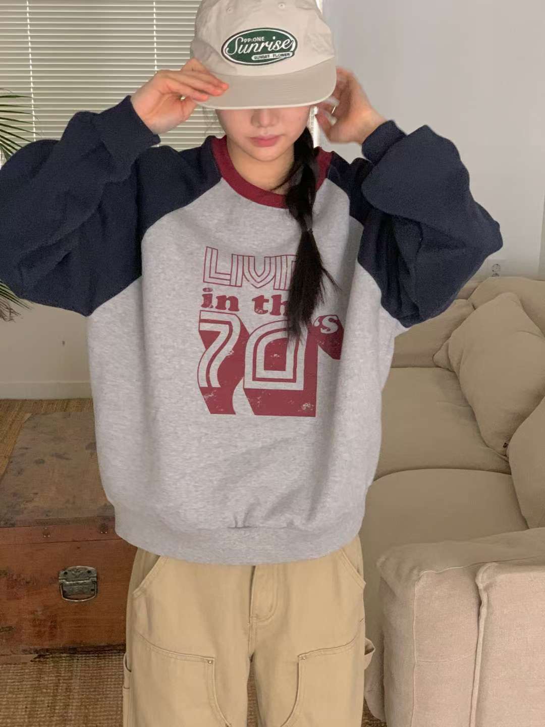 FIVE韓國直郵女裝新款人氣時尚26春夏熱賣推薦衛衣抓絨羅紋FIVE衛衣