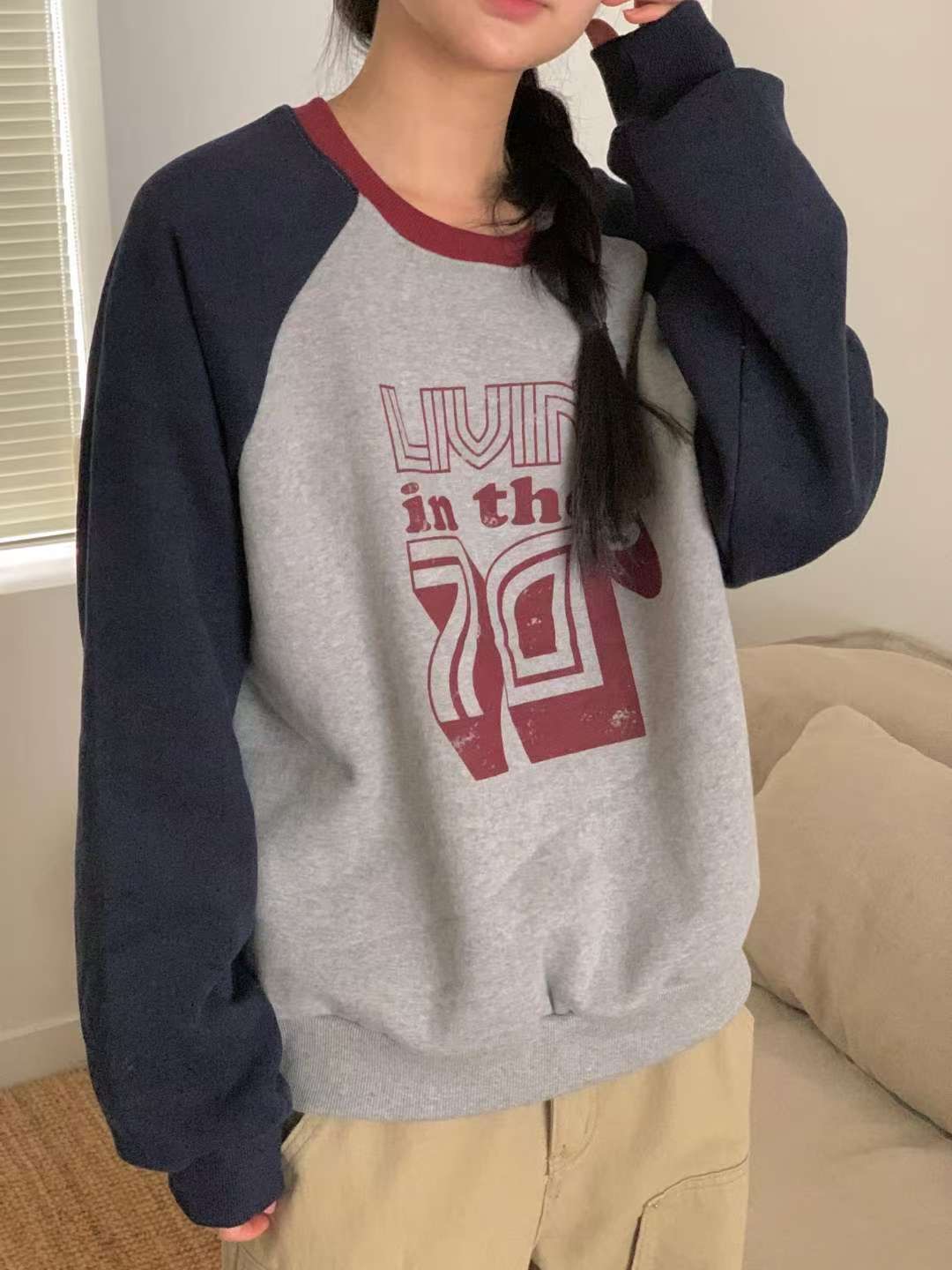 FIVE韓國直郵女裝新款人氣時尚26春夏熱賣推薦衛衣抓絨羅紋FIVE衛衣圖色2