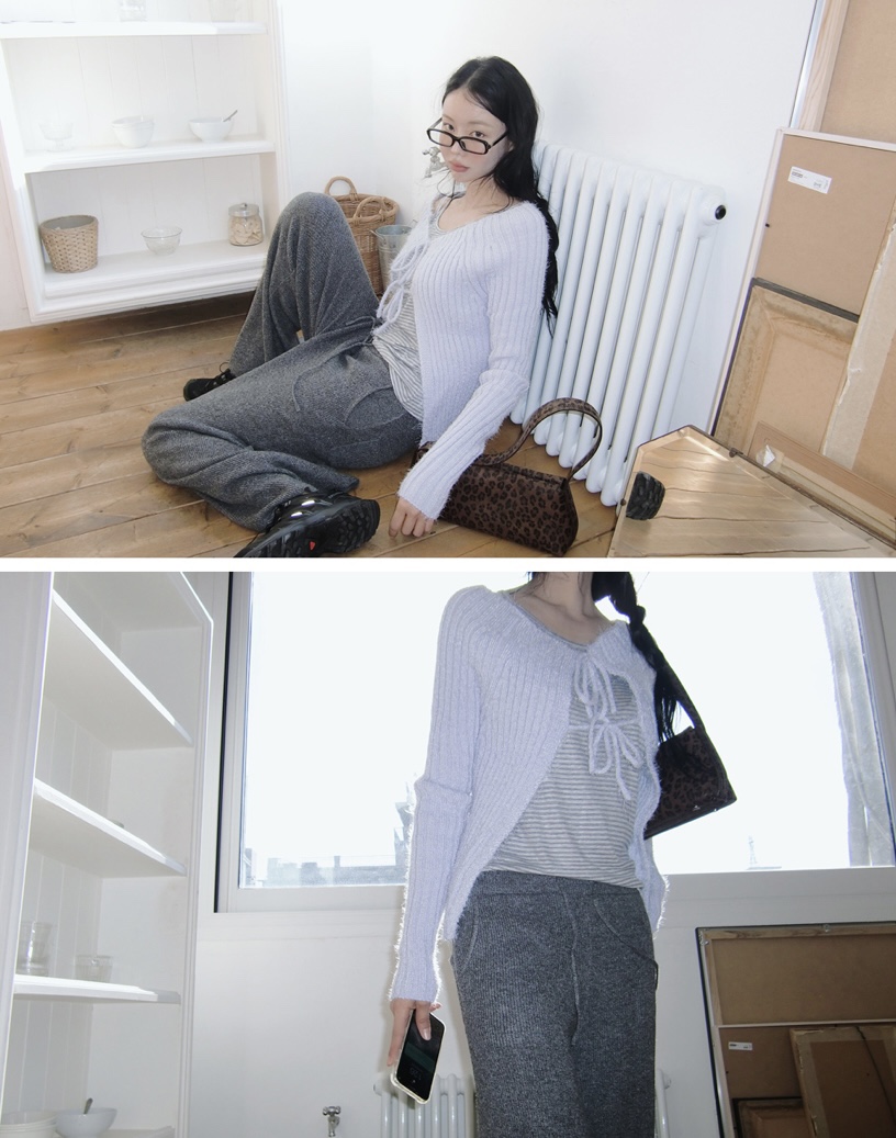 BLACK NOTE韓國直郵女裝新款26春夏熱賣人氣針織衫露肩開衫BLACK NOTE針織衫