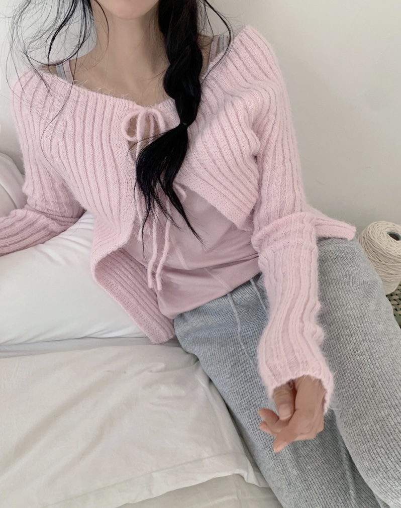 BLACK NOTE韓國直郵女裝新款26春夏熱賣人氣針織衫露肩開衫BLACK NOTE針織衫