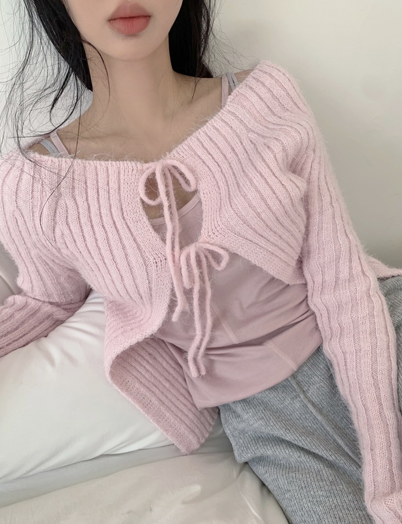 BLACK NOTE韓國直郵女裝新款26春夏熱賣人氣針織衫露肩開衫BLACK NOTE針織衫