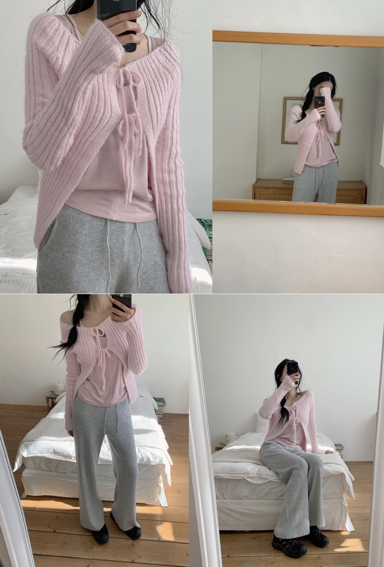 BLACK NOTE韓國直郵女裝新款26春夏熱賣人氣針織衫露肩開衫BLACK NOTE針織衫