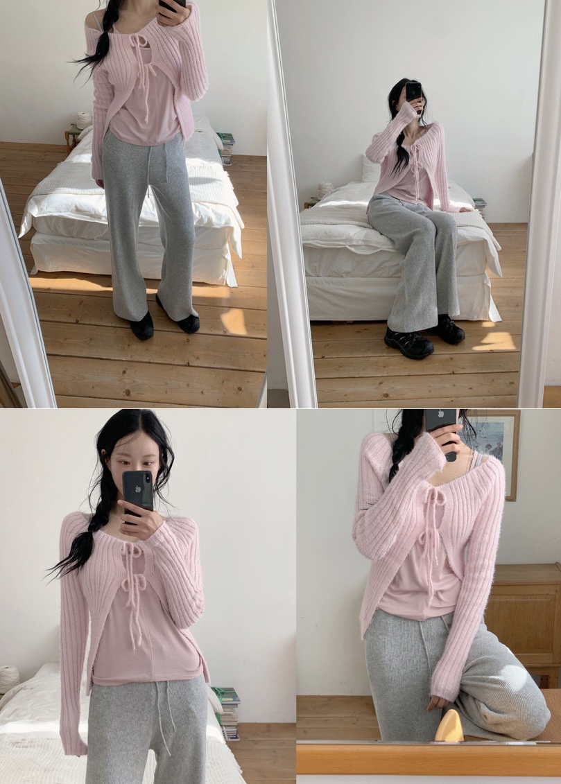 BLACK NOTE韓國直郵女裝新款26春夏熱賣人氣針織衫露肩開衫BLACK NOTE針織衫