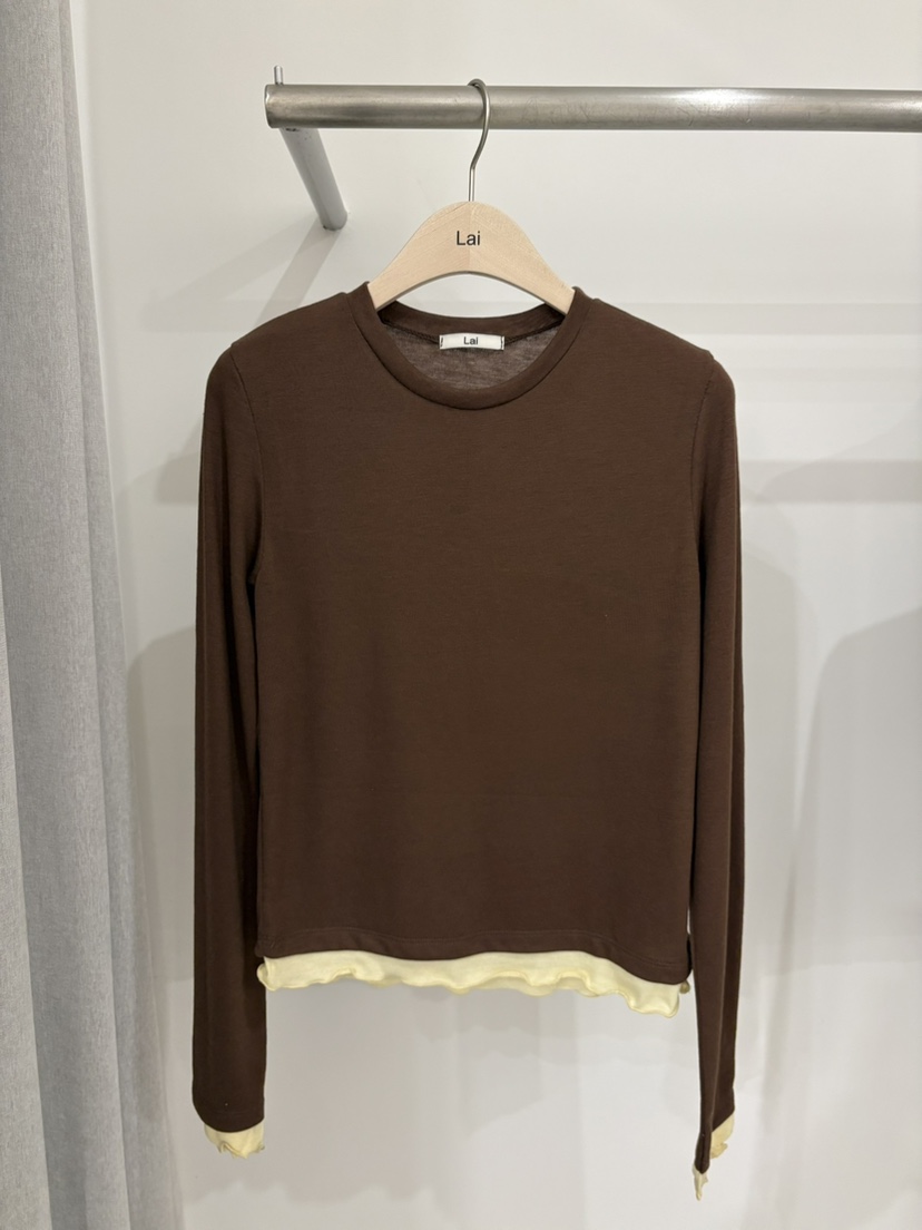 LAI東大門直郵女士新款熱賣真品26春夏時尚長袖T恤荷葉邊Lai長袖T恤圖色2