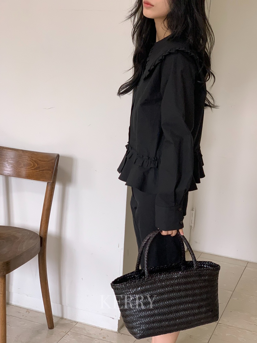 KERRY東大門代購女裝新款熱賣26春夏真品襯衫蕾絲衫荷葉邊KERRY襯衫/蕾絲衫