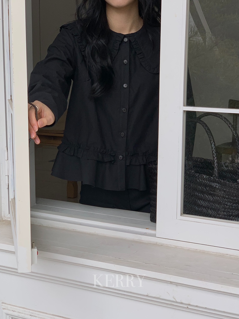 KERRY東大門代購女裝新款熱賣26春夏真品襯衫蕾絲衫荷葉邊KERRY襯衫/蕾絲衫