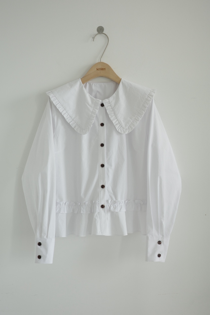 KERRY東大門代購女裝新款熱賣26春夏真品襯衫蕾絲衫荷葉邊KERRY襯衫/蕾絲衫圖色1