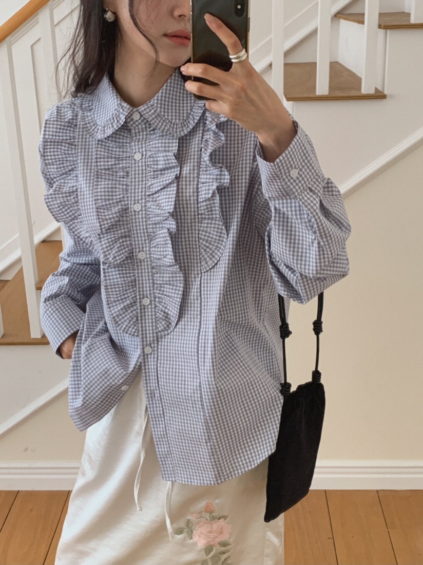 MOSMOS韓國代購女裝新款26春夏真品熱賣職業休閑襯衫蕾絲衫MOSMOS襯衫/蕾絲衫