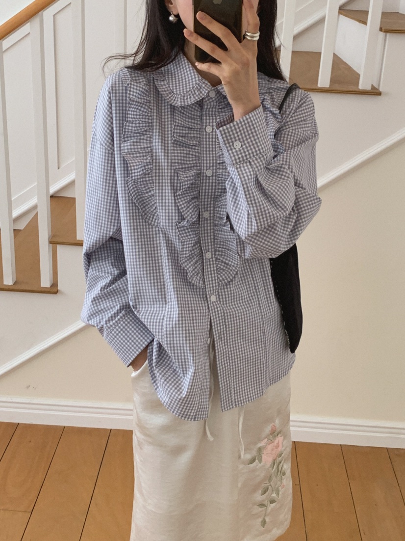 MOSMOS韓國代購女裝新款26春夏真品熱賣職業休閑襯衫蕾絲衫MOSMOS襯衫/蕾絲衫