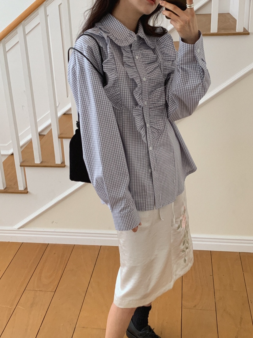 MOSMOS韓國代購女裝新款26春夏真品熱賣職業休閑襯衫蕾絲衫MOSMOS襯衫/蕾絲衫