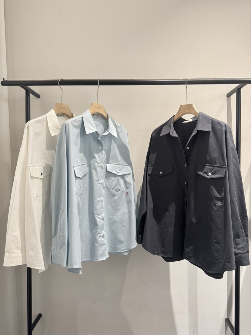 BOWIE韓國直郵女士新款時尚人氣休閑職業襯衫蕾絲衫刺繡寬松BOWIE襯衫/蕾絲衫