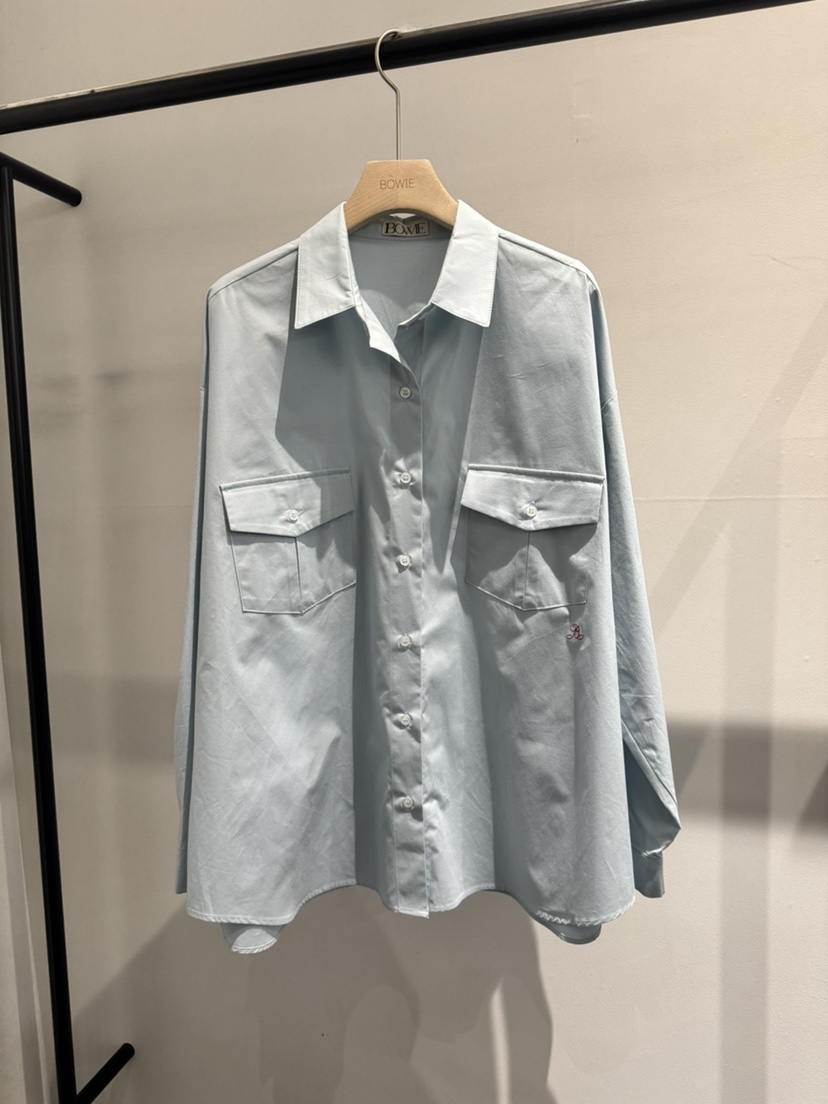 BOWIE韓國直郵女士新款時尚人氣休閑職業襯衫蕾絲衫刺繡寬松BOWIE襯衫/蕾絲衫圖色1