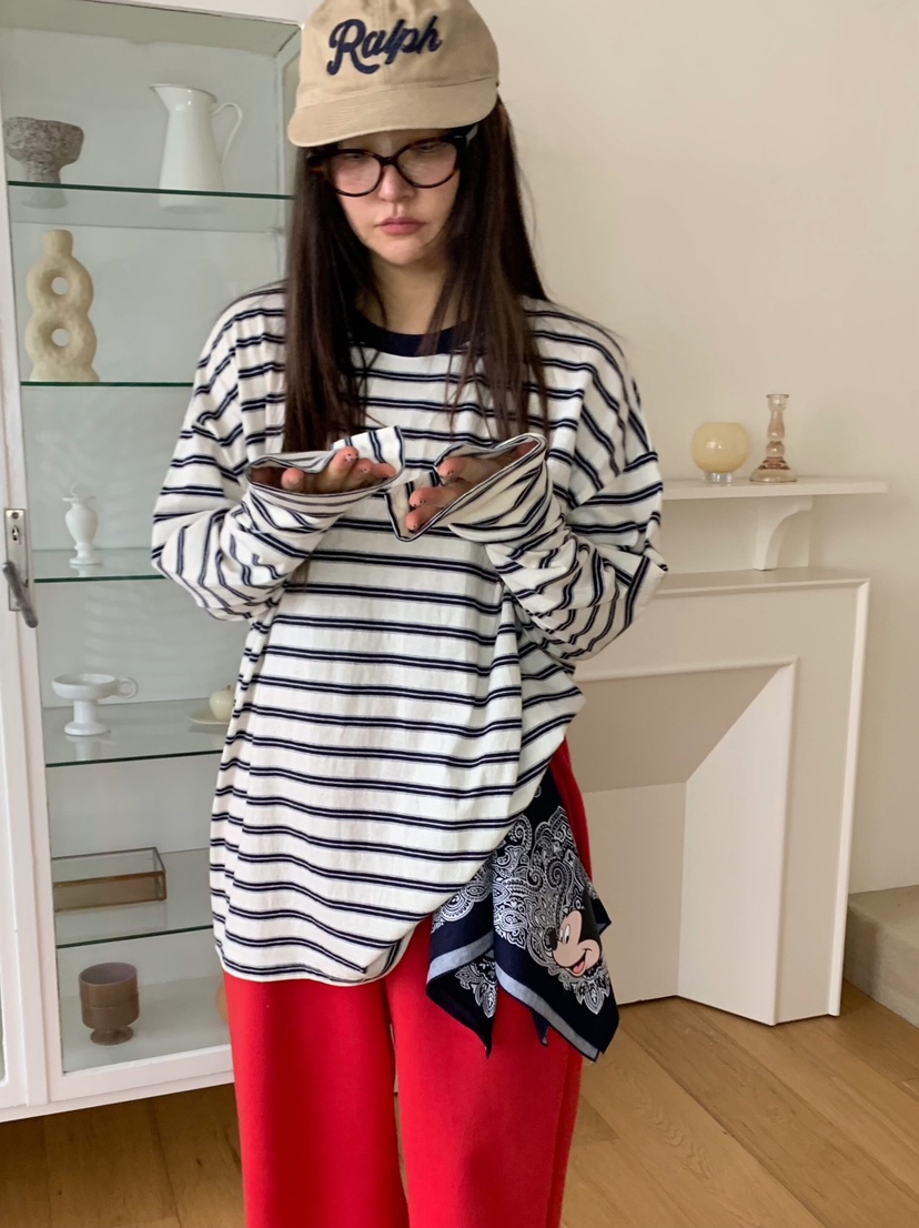 LIKEVAM韓國直郵女士新款休閑26春夏職業人氣時尚長袖T恤LIKEVAM長袖T恤