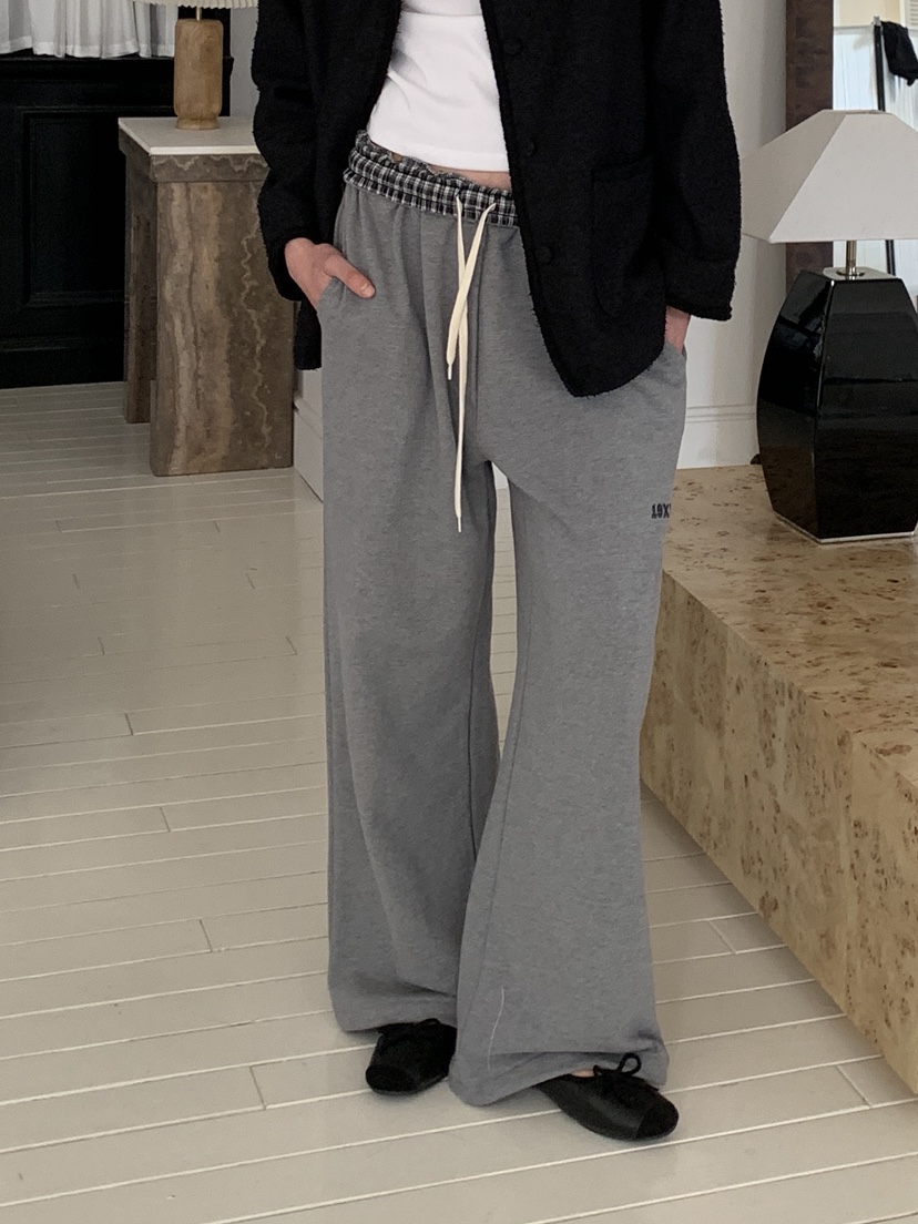 BOWIE韓國代購女士新品時尚推薦真品26春夏人氣休閑褲格子BOWIE休閑褲