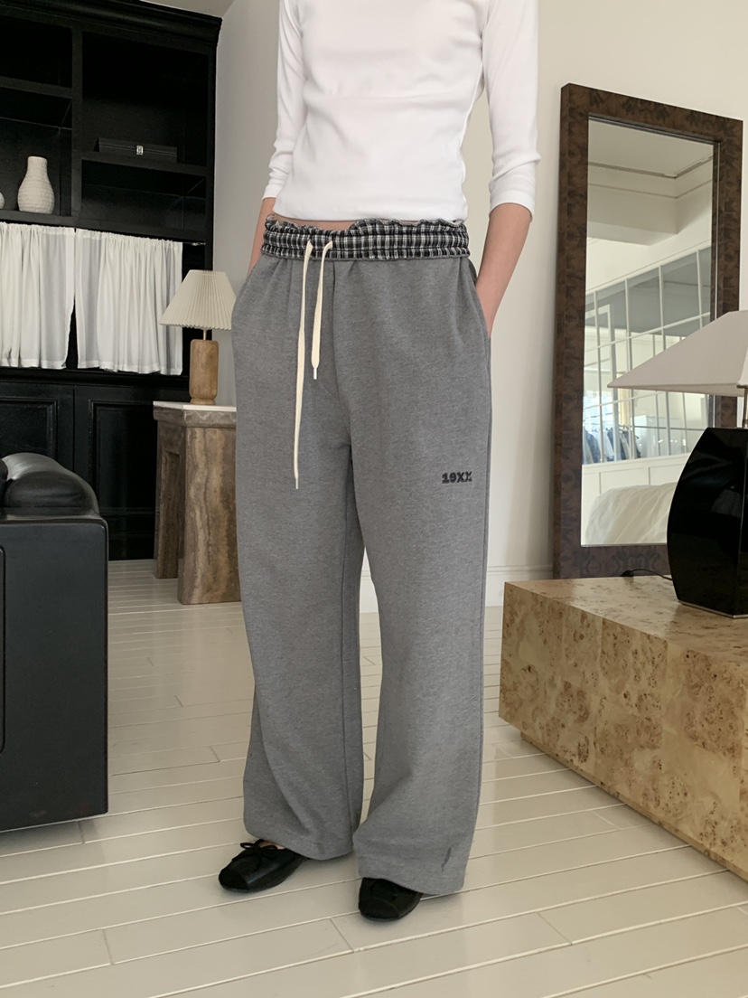 BOWIE韓國代購女士新品時尚推薦真品26春夏人氣休閑褲格子BOWIE休閑褲