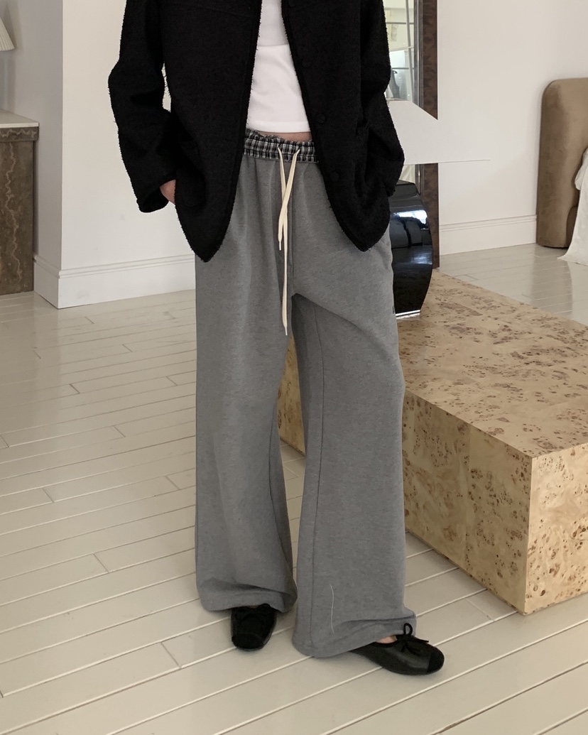 BOWIE韓國代購女士新品時尚推薦真品26春夏人氣休閑褲格子BOWIE休閑褲