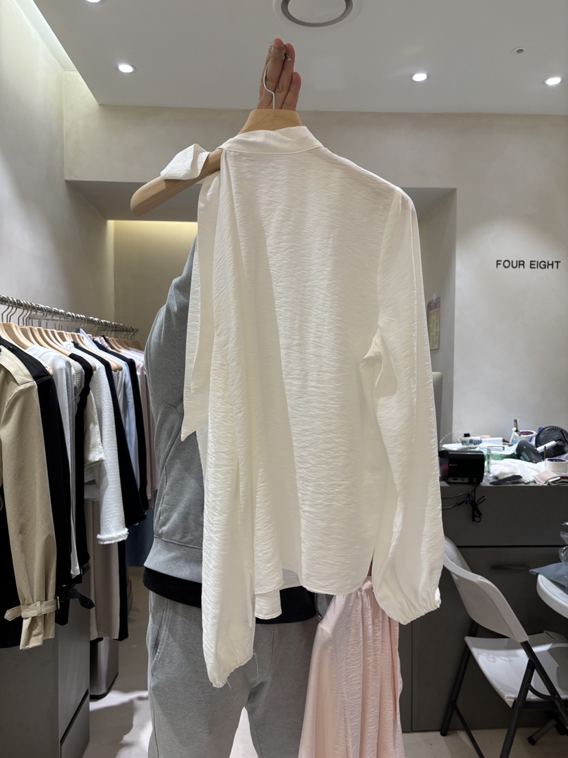 FOUREIGHT韓國直郵女裝新款職業時尚真品26春夏襯衫蕾絲衫系帶FOUR EIGHT襯衫/蕾絲衫