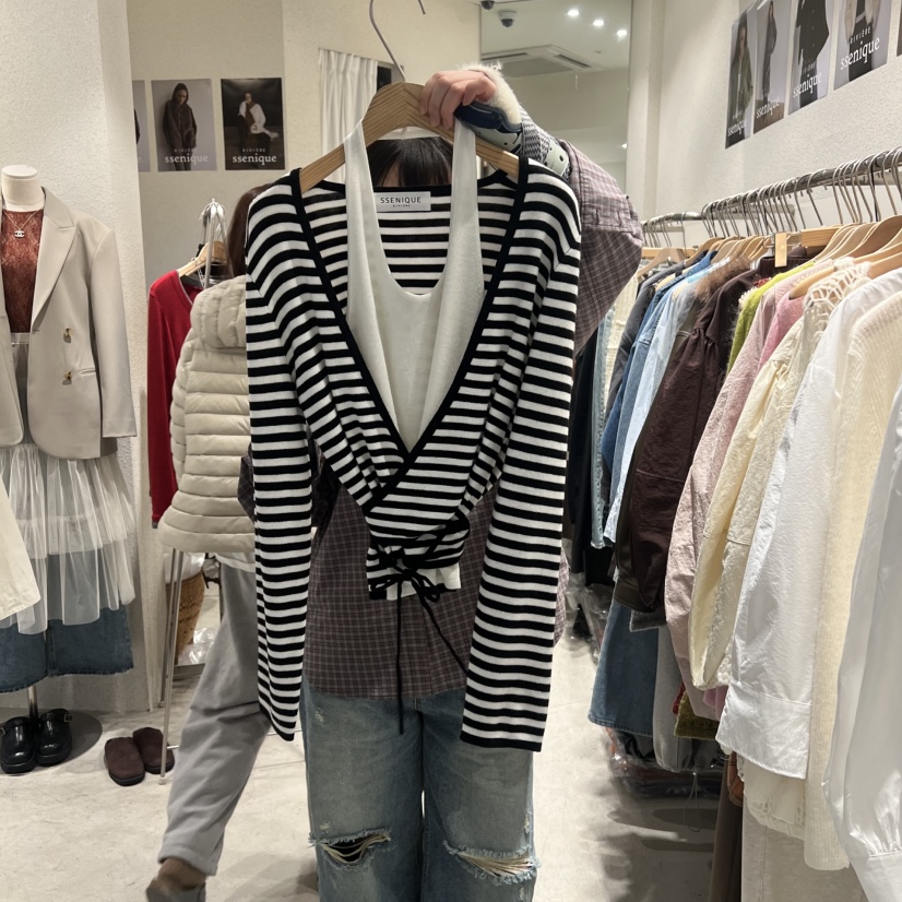 SSEMIENNE東大門代購女裝新品推薦休閑真品長袖T恤假兩件SSENIQUE長袖T恤圖色1