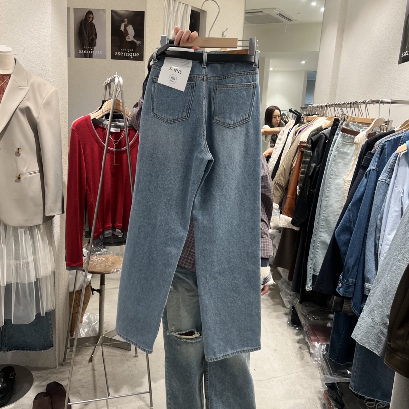 SSEMIENNE韓國直郵女士新款真品時尚熱賣牛仔褲不含腰帶磨毛SSENIQUE牛仔褲