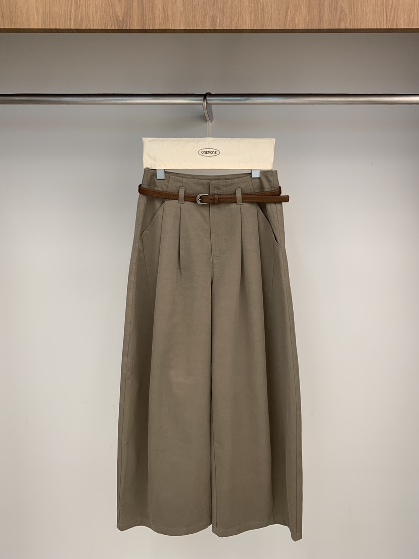 ONE MONE韓國代購女裝新品熱賣26春夏真品休閑褲不含腰帶ONE MONE休閑褲圖色2