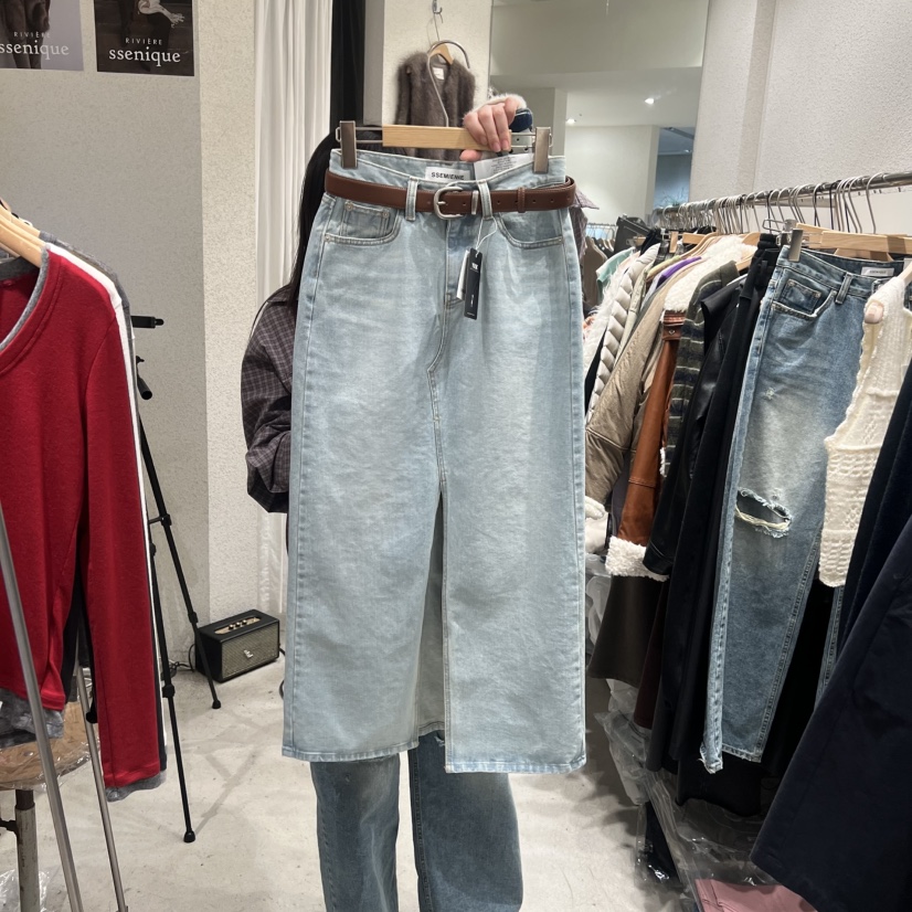 SSEMIENNE東大門實拍女裝新款26春夏半身裙中短裙不含腰帶長款SSENIQUE半身裙/中短裙圖色1