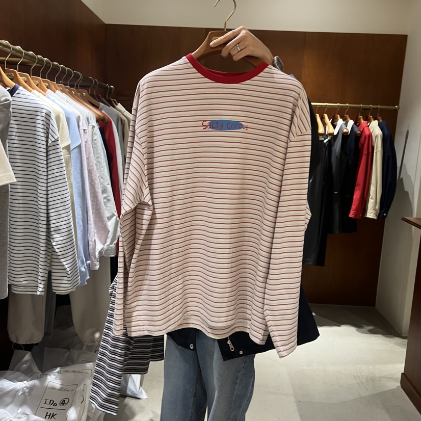 HEBON東大門代購女裝新款職業熱賣26春夏休閑長袖T恤條紋HEBON長袖T恤圖色1