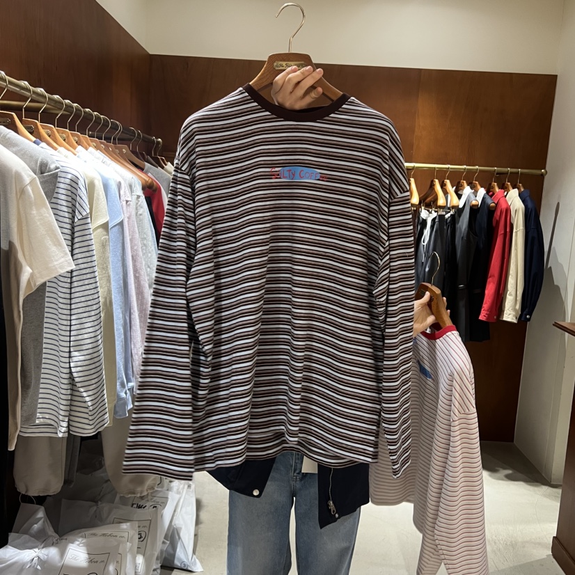 HEBON東大門代購女裝新款職業熱賣26春夏休閑長袖T恤條紋HEBON長袖T恤圖色2