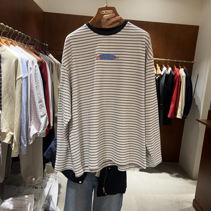 HEBON東大門代購女裝新款職業熱賣26春夏休閑長袖T恤條紋HEBON長袖T恤圖色3