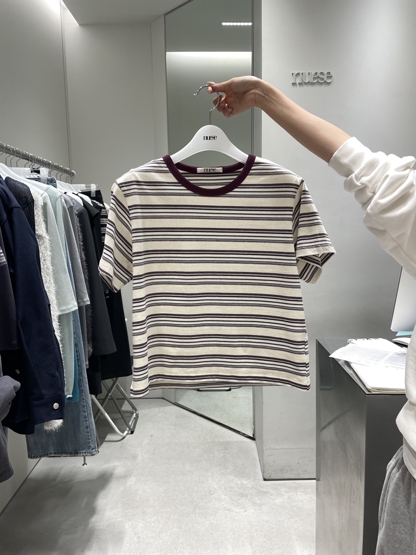NUESE東大門實拍女士新款人氣推薦休閑熱賣26春夏T恤條紋NUESET恤圖色1