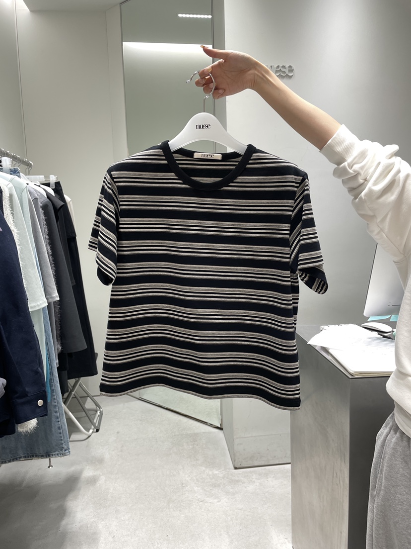NUESE東大門實拍女士新款人氣推薦休閑熱賣26春夏T恤條紋NUESET恤圖色4