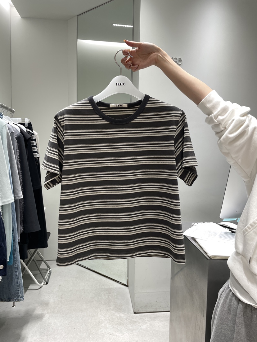 NUESE東大門實拍女士新款人氣推薦休閑熱賣26春夏T恤條紋NUESET恤圖色5