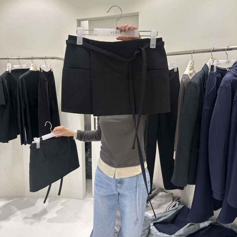 VEREN韓國代購女裝新品時尚人氣熱賣推薦真品休閑26春夏短裙VEREN短裙圖色2黑色