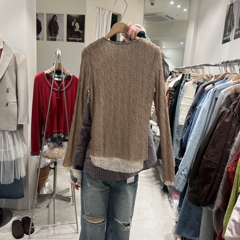 SSEMIENNE東大門實拍女士新品人氣休閑26春夏長袖T恤蕾絲SSENIQUE長袖T恤