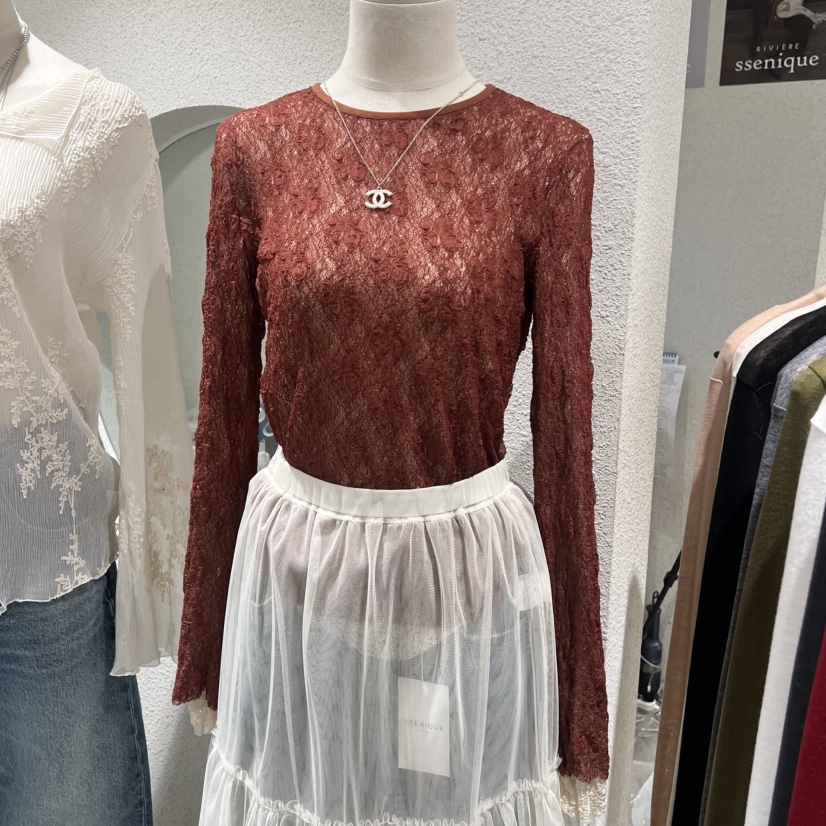 SSEMIENNE東大門實拍女士新品人氣休閑26春夏長袖T恤蕾絲SSENIQUE長袖T恤圖色2